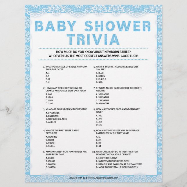 Baby Trivia [Luxury Lace [Blue]] Custom Letterhead (Front)