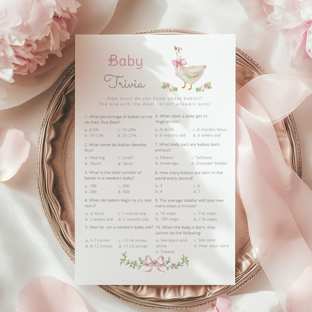 Baby Trivia Pink Silly Goose baby shower game (Creator Uploaded)