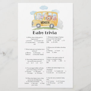 Baby trivia Scrip Cute Woodland Baby Shower card 