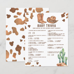 Baby Trivia Watercolor Cowboy Baby Shower
