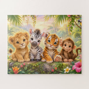 Baby Tropical Animals Vibrant Jungle Jigsaw Puzzle