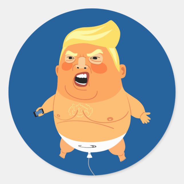 Baby Trump Balloon Funny Classic Round Sticker (Front)