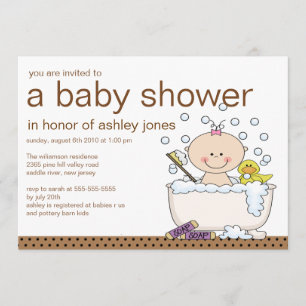 Baby Tub Girl Baby Shower Invitation