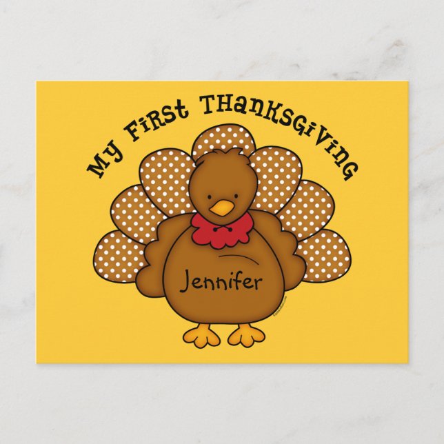 Baby Turkey 1st Thanksgiving Holiday Postcard (Front)