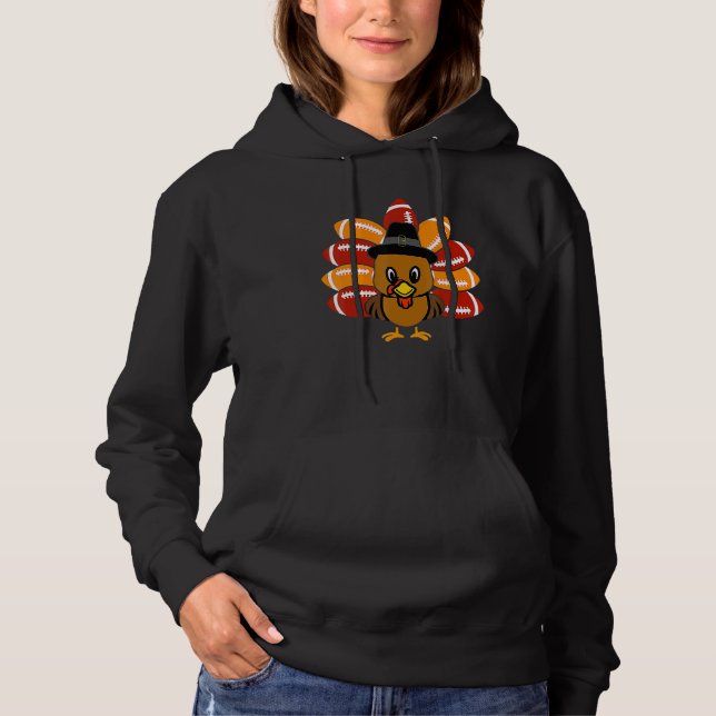Baby Turkey and Football Balls Sport Thanksgiving  Hoodie (Front)