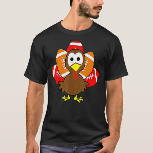 Baby Turkey Football Balls Sport Thanksgiving Kids T-Shirt