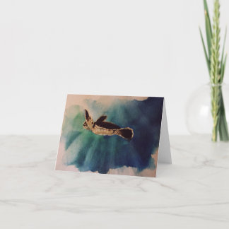 baby turtle at surface watercolor card
