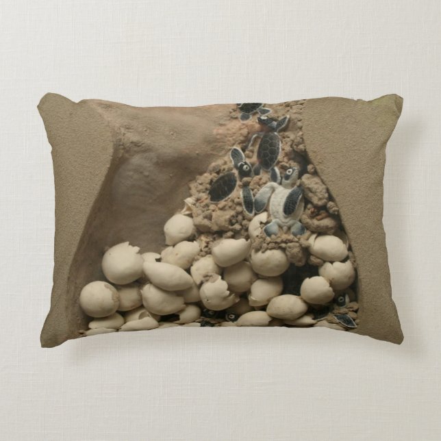 Baby Turtle Eggs Hatching Decorative Cushion (Front)