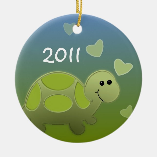 Baby Turtle/ Photo Ceramic Tree Decoration (Front)