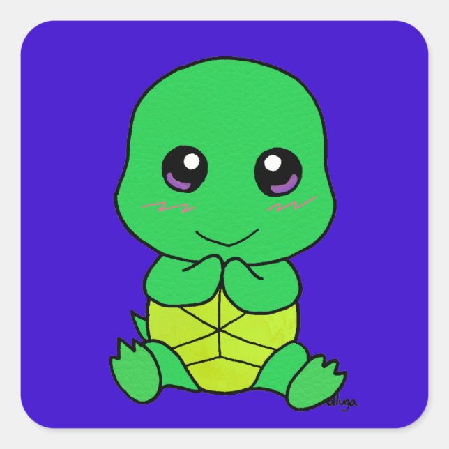 Baby turtle square sticker (Front)