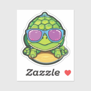 Baby Turtle Sticker with Glasses - Kawaii Waterpro