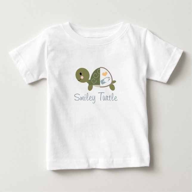 Baby Turtle T-shirt Blue Diaper Pin (Front)
