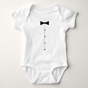 Baby tuxedo costume bodysuit with black bow tie