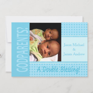 Baby Twin Boys be our Godparents Invitation