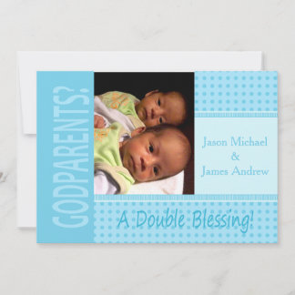 Baby Twin Boys be our Godparents Invitation