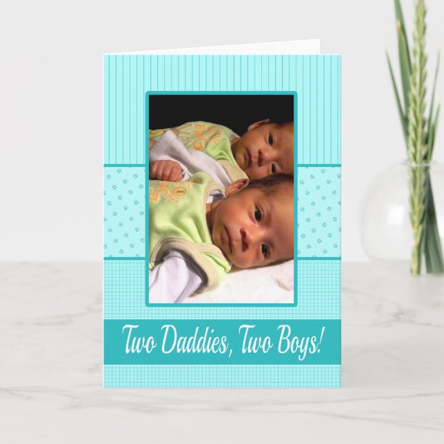 Baby Twin Boys Gay Dads Birth Announcement (Front)