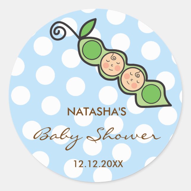 Baby Twin Boys Pea in a Pod Baby Shower Label / (Front)