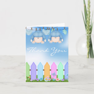 BABY  TWIN BOYS THANK YOU CARD for BABY SHOWER