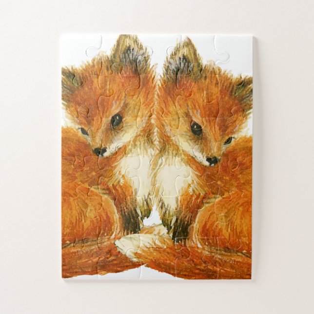 Baby Twin Foxes Jigsaw Puzzle (Vertical)
