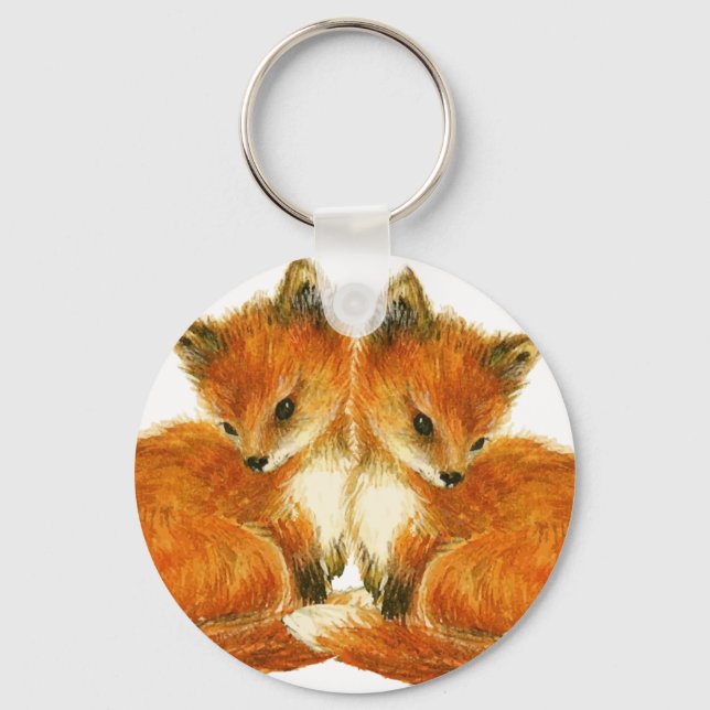 Baby Twin Foxes Key Ring (Front)