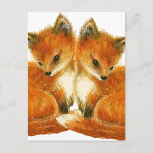 Baby Twin Foxes Postcard
