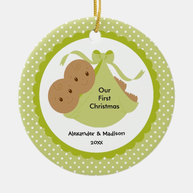 Baby Twins Baby's First Christmas Ornament (Front)