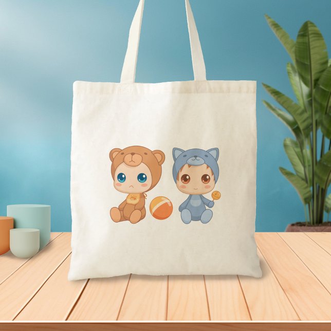 Baby Twins Bear Cat Jumpsuit Tote Bag (Creator Uploaded)