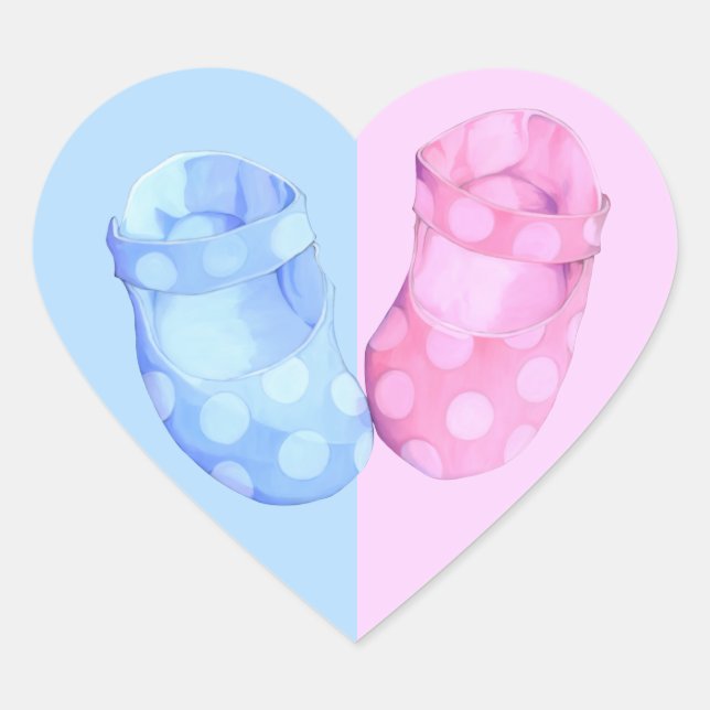Baby Twins Booties Heart Sticker (Front)