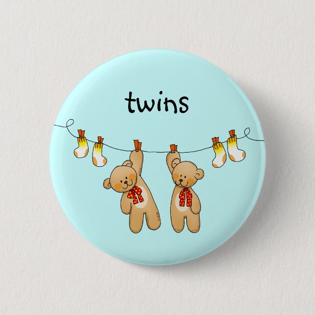 Baby twins (boy) 6 cm round badge (Front)