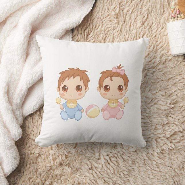 Baby Twins Boy and Girl Cushion (Blanket)