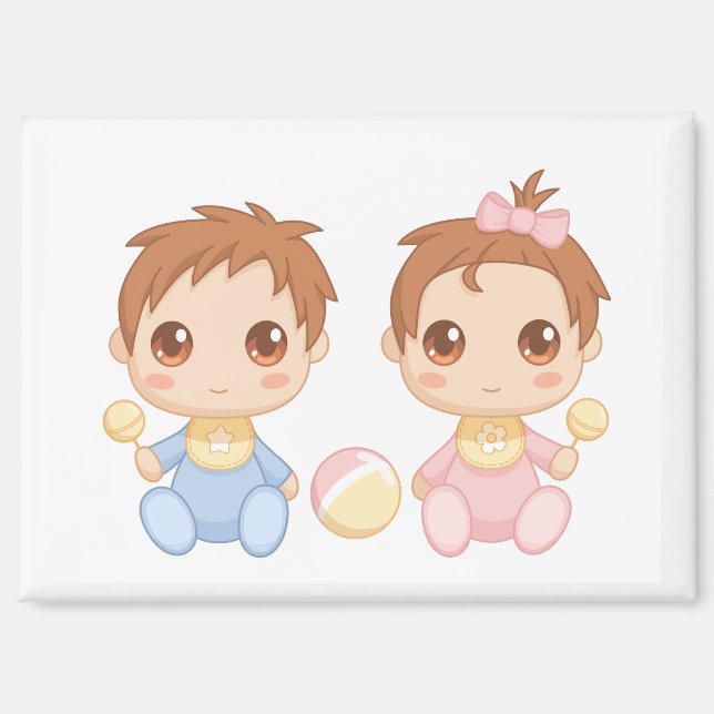 Baby Twins Boy and Girl Magnet (Front)