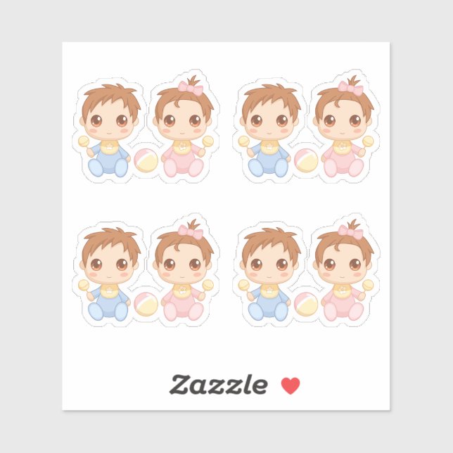 Baby Twins Boy and Girl Set of 4 (Sheet)