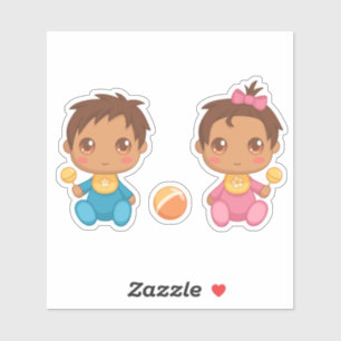 Baby Twins Boy and Girl Stickers
