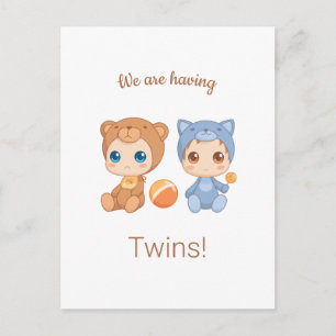 Baby Twins Gender Neutral Announcement Postcard