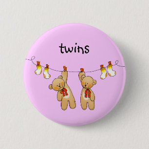 Baby twins (girl) 6 cm round badge