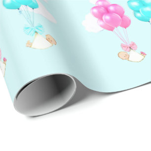 Baby Twins Girl and Boy Gift Wrapping Paper