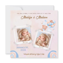 BABY (TWINS) PHOTO ANNOUNCEMENT CARD