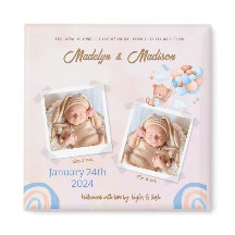 BABY (TWINS) PHOTO ANNOUNCEMENT MAGNET