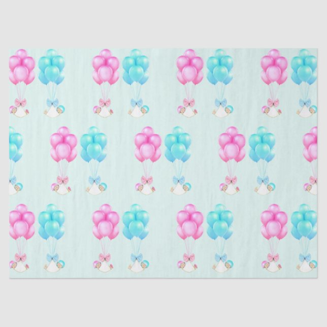Baby Twins Pink and Blue Tissue Paper (Front)