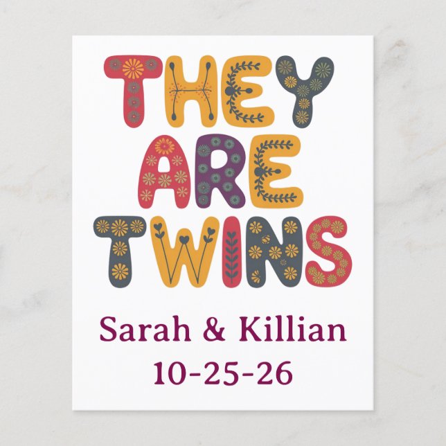 Baby twins shower flyer (Front)