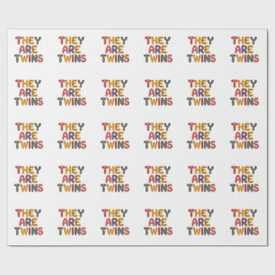 Baby twins shower wrapping paper