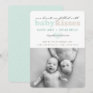 Baby Twins Valentines Day Photo Birth Announcement