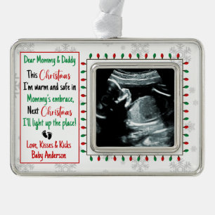 Baby Ultrasound New Parents   Silver Plated Framed Ornament
