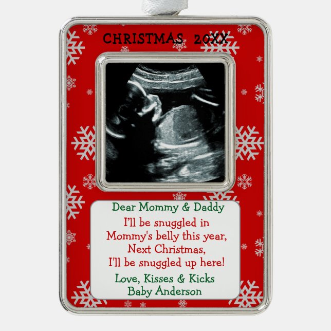 Baby Ultrasound New Parents   Silver Plated Framed Ornament (Front)