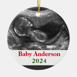 Baby Ultrasound Photo Ceramic Tree Decoration