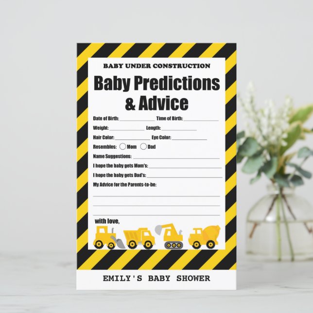 Baby Under Construction Baby Shower Game PRINTED (Standing Front)