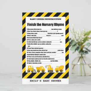 Baby Under Construction Baby Shower Game PRINTED