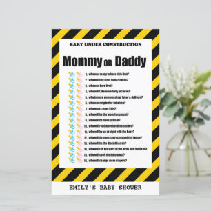 Baby Under Construction Baby Shower Game PRINTED