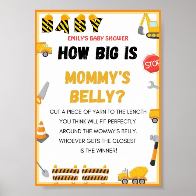Baby Under Construction Baby Shower Game Sign (Front)