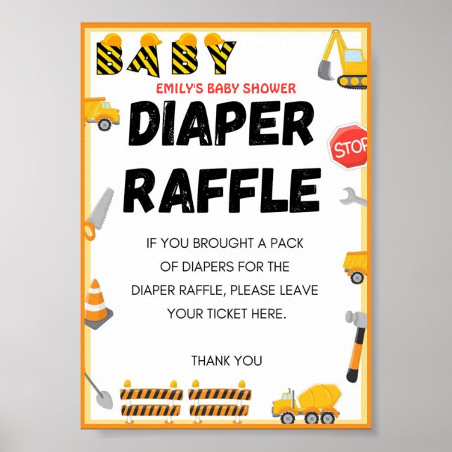 Baby Under Construction Baby Shower Game Sign (Front)